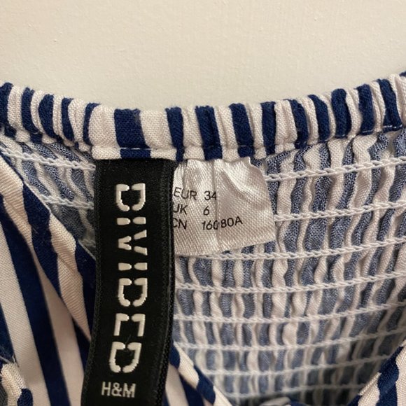 H&M Blue and White Striped Dress Size 2 - Picture 4 of 5